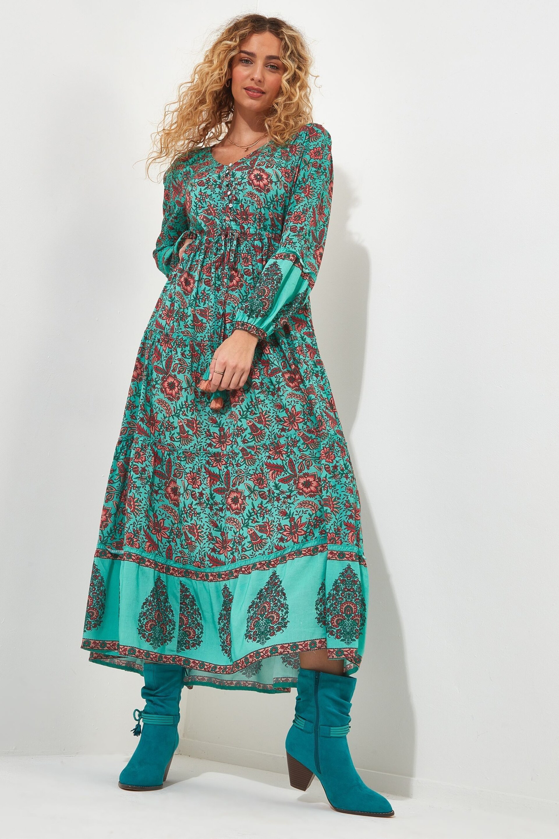 Joe Browns Green Sequinned Boho Maxi Dress - Image 4 of 7