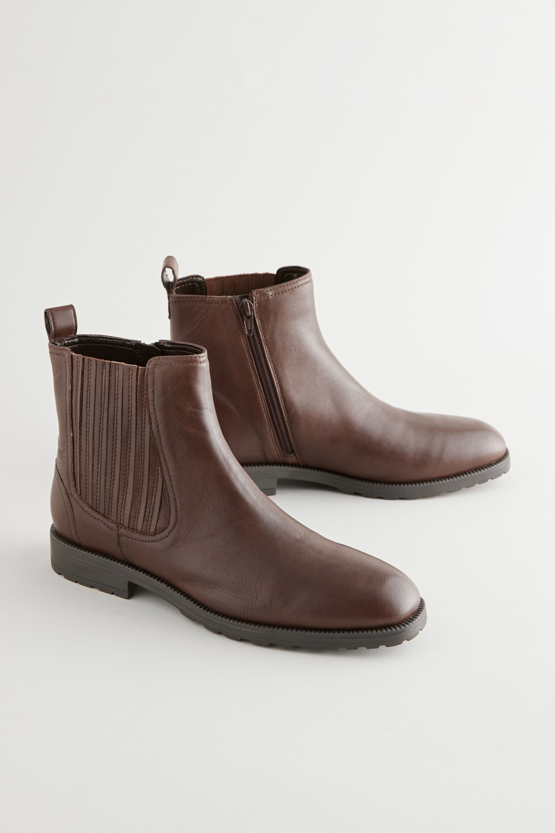 Buy Chocolate Brown Standard Wide Fit Forever Comfort Leather Chelsea Ankle Boots from the Next UK online shop
