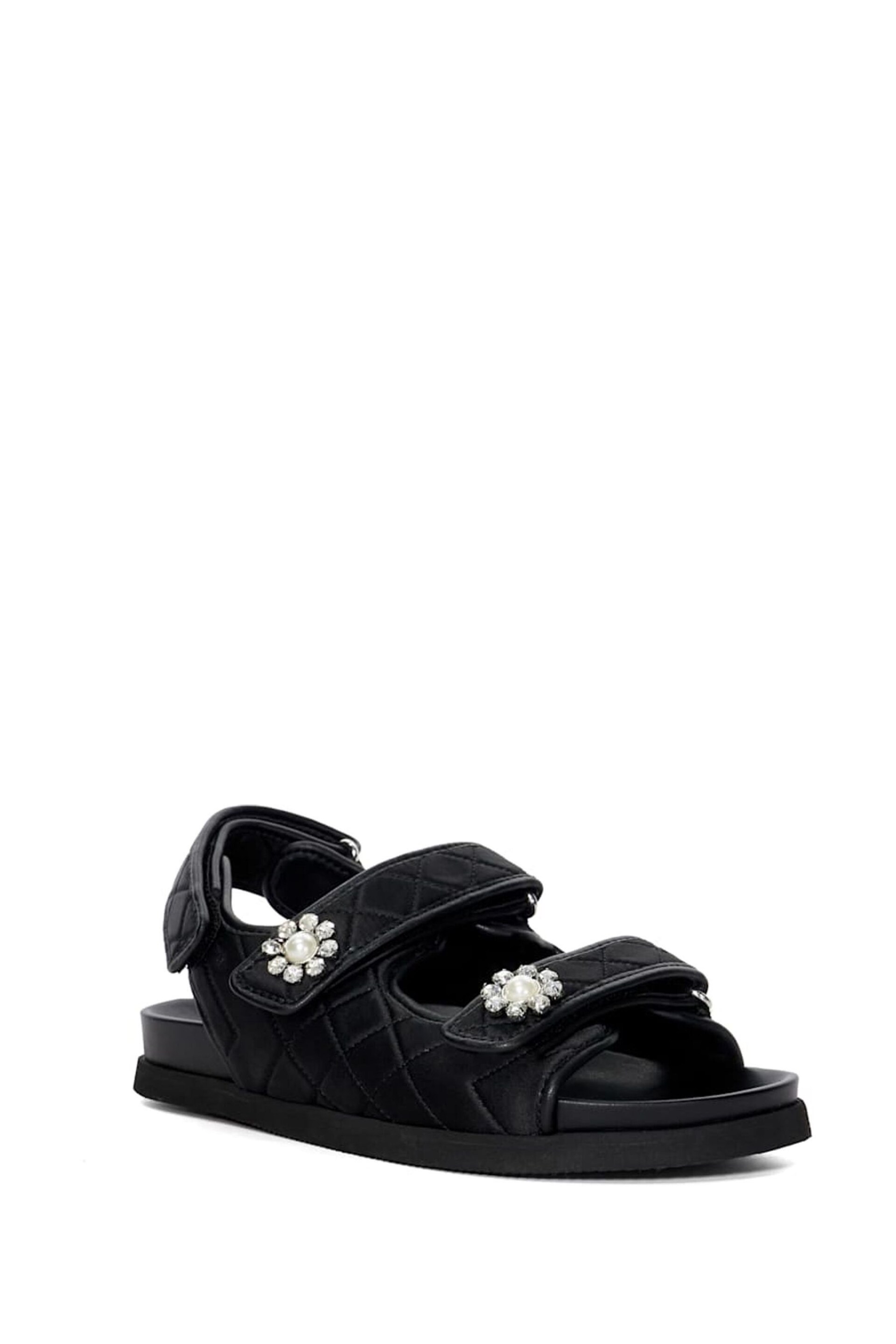 Dune London Black Lamara Double Strap Footbed Sandals - Image 3 of 6