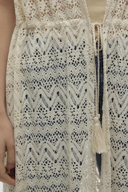 VERO MODA Cream Lightweight Crochet Maxi Beach Cover-Up - Image 4 of 5