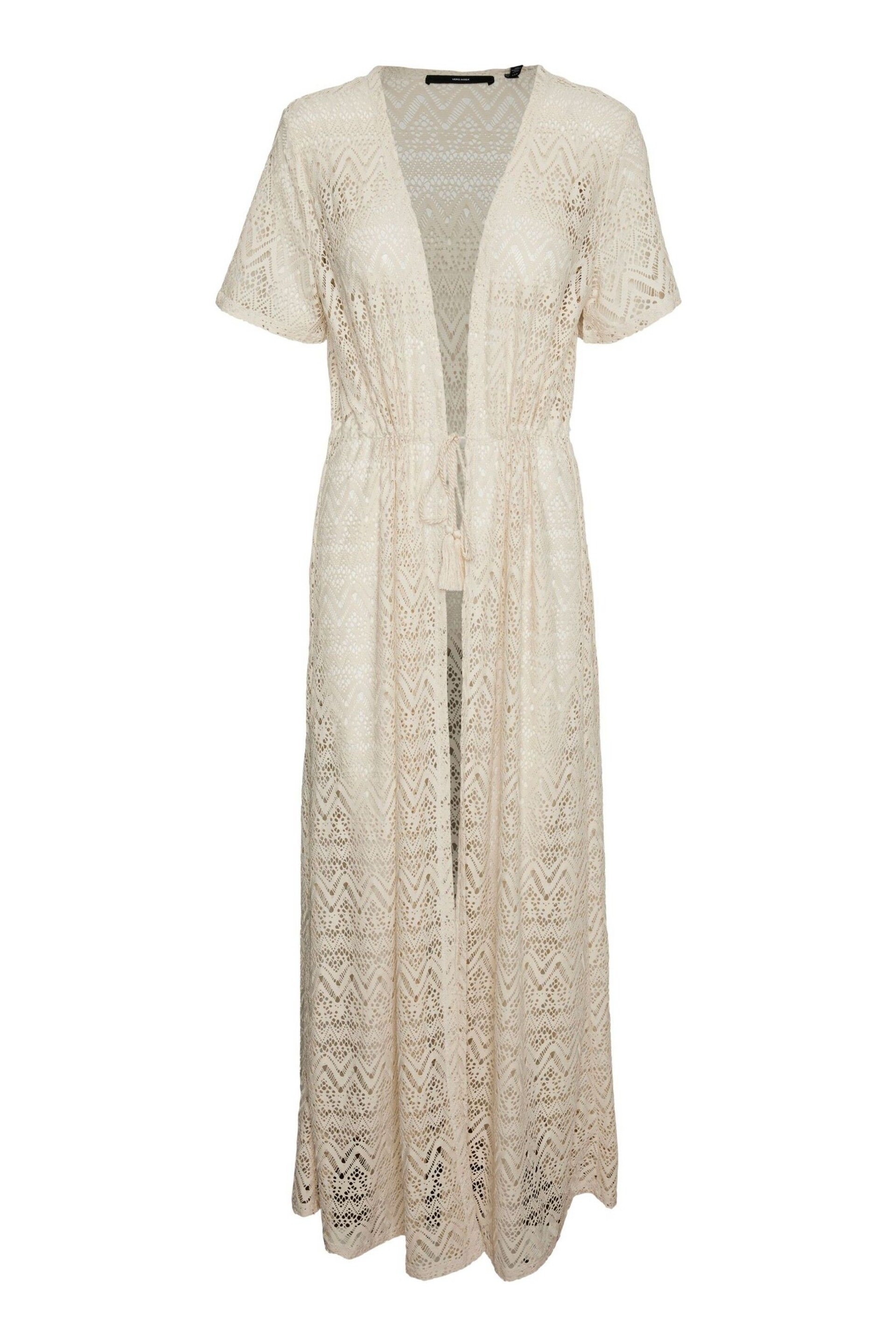 VERO MODA Cream Lightweight Crochet Maxi Beach Cover-Up - Image 5 of 5