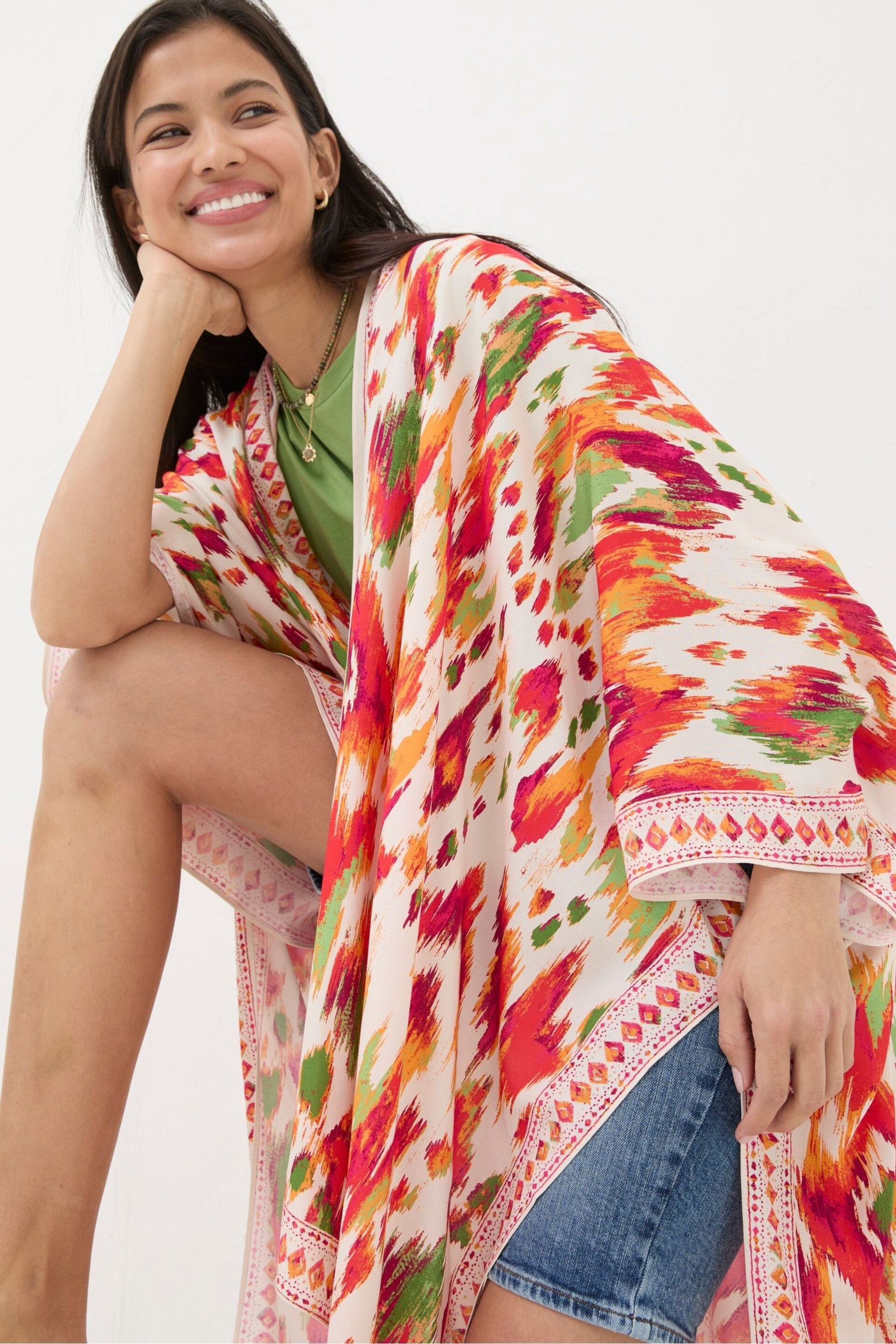 FatFace Orange Paradise Ikat Short Kimono - Image 2 of 4