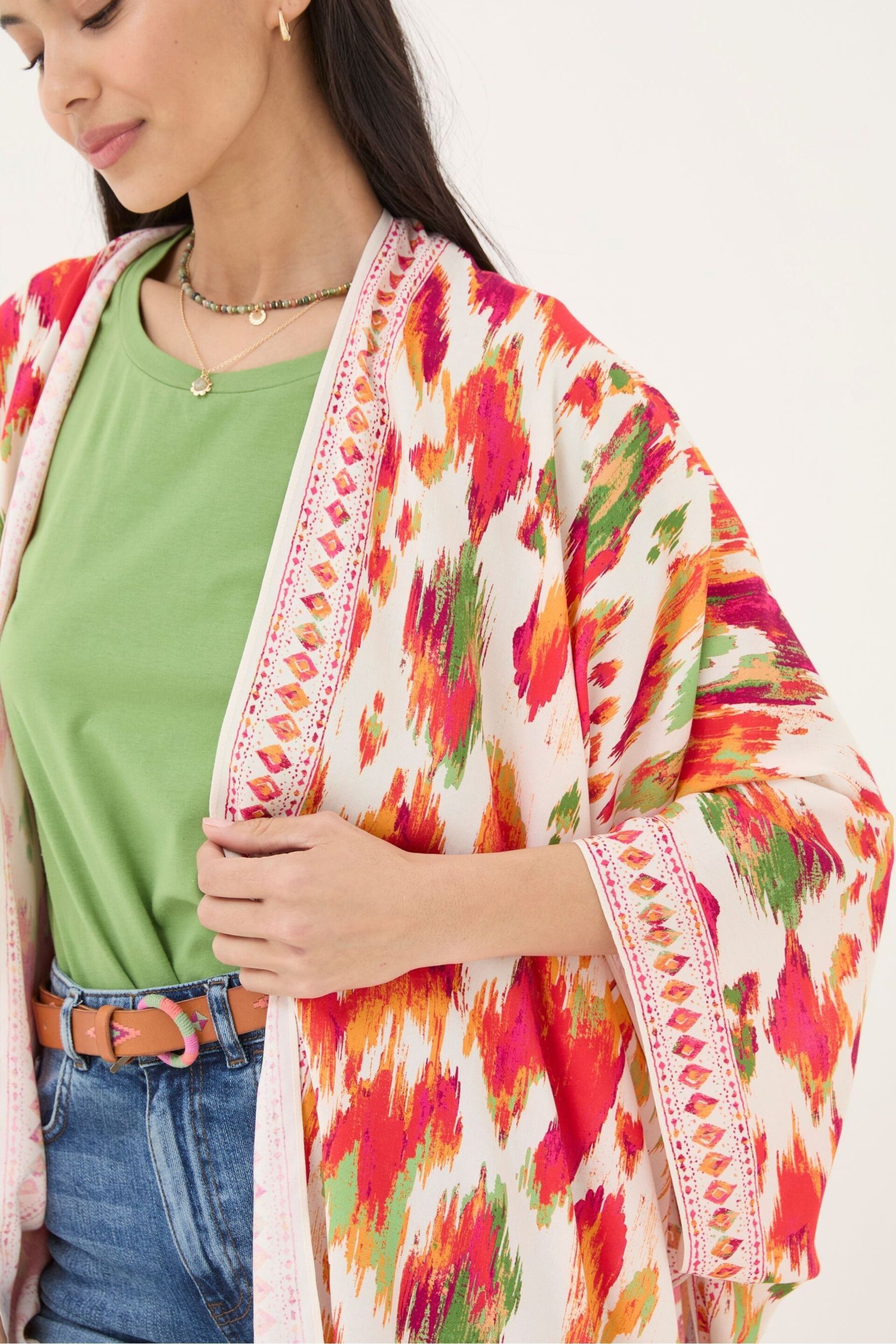 FatFace Orange Paradise Ikat Short Kimono - Image 3 of 4