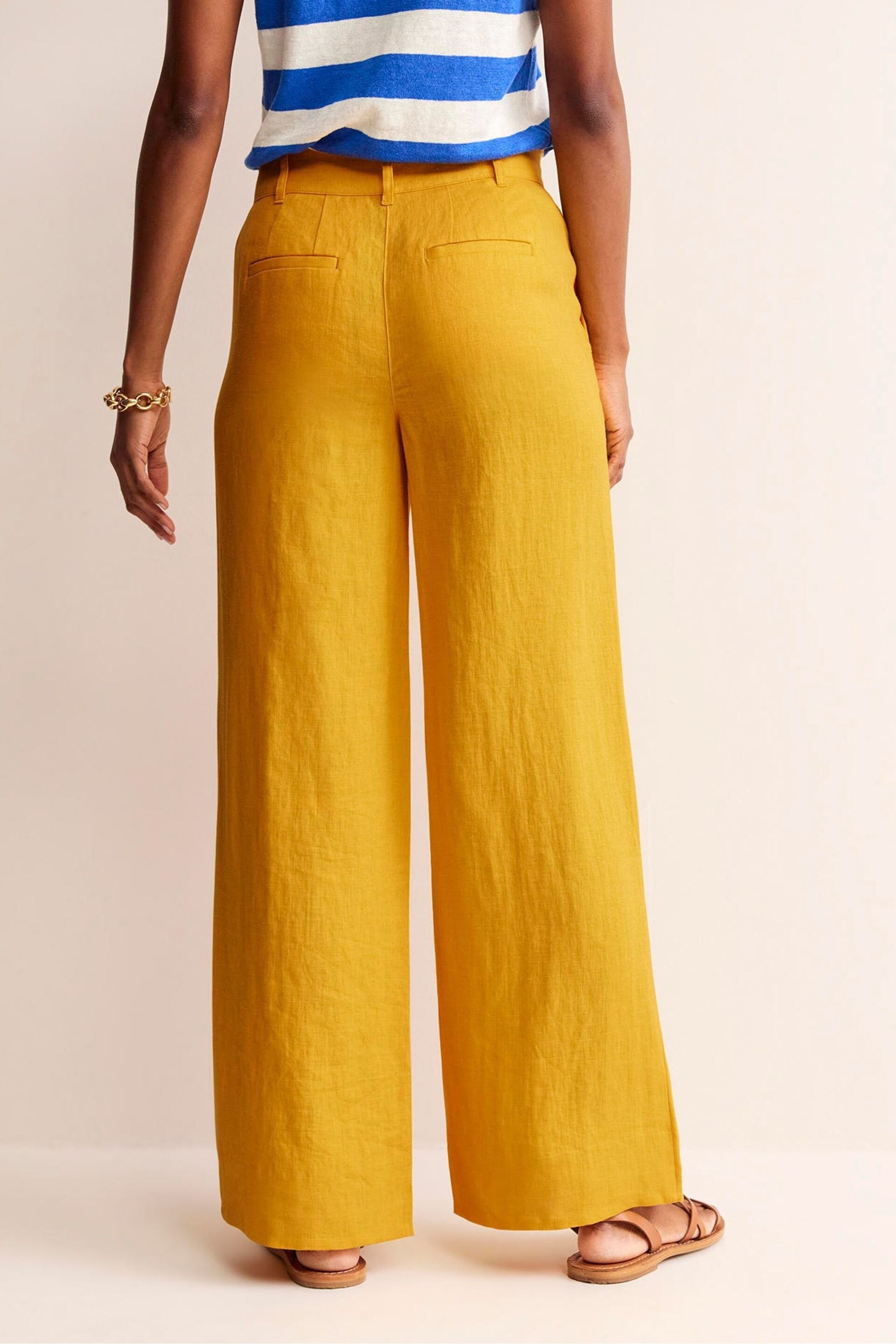 Boden Yellow Petite Westbourne Linen Trousers - Image 3 of 5