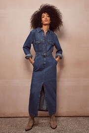 Mint Velvet Blue Indigo Denim Midi Shirt Dress - Image 1 of 11