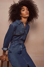 Mint Velvet Blue Indigo Denim Midi Shirt Dress - Image 5 of 11