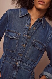 Mint Velvet Blue Indigo Denim Midi Shirt Dress - Image 6 of 11