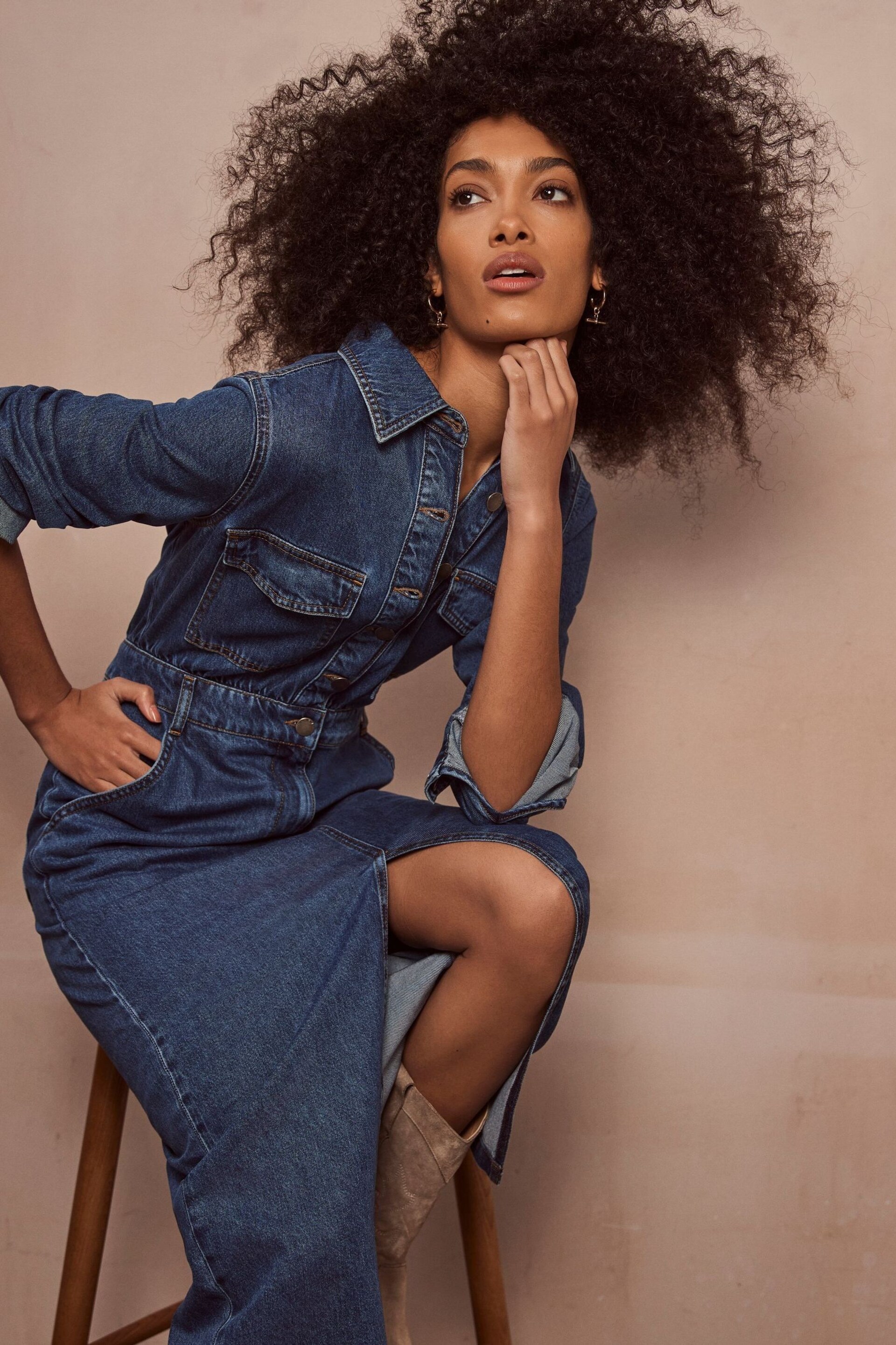 Mint Velvet Blue Indigo Denim Midi Shirt Dress - Image 8 of 11