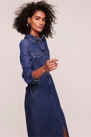 Mint Velvet Blue Indigo Denim Midi Shirt Dress - Image 9 of 11