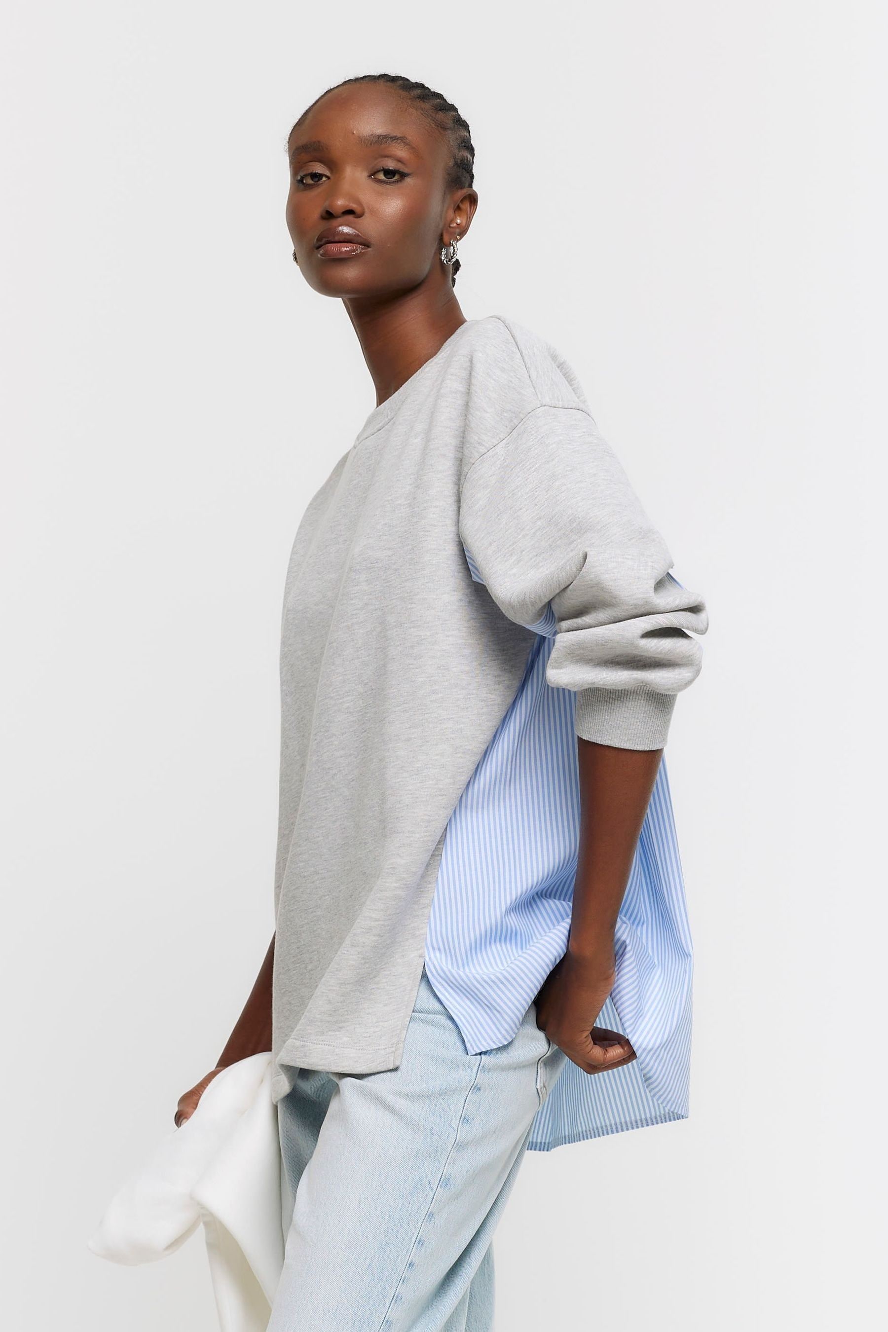 Buy River Island Grey Hybrid Sweatshirt from Next Luxembourg