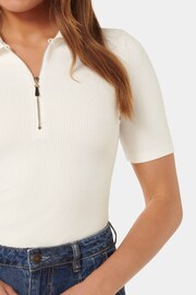 Forever New White Mai Short Sleeves Zip Polo Shirt - Image 2 of 5