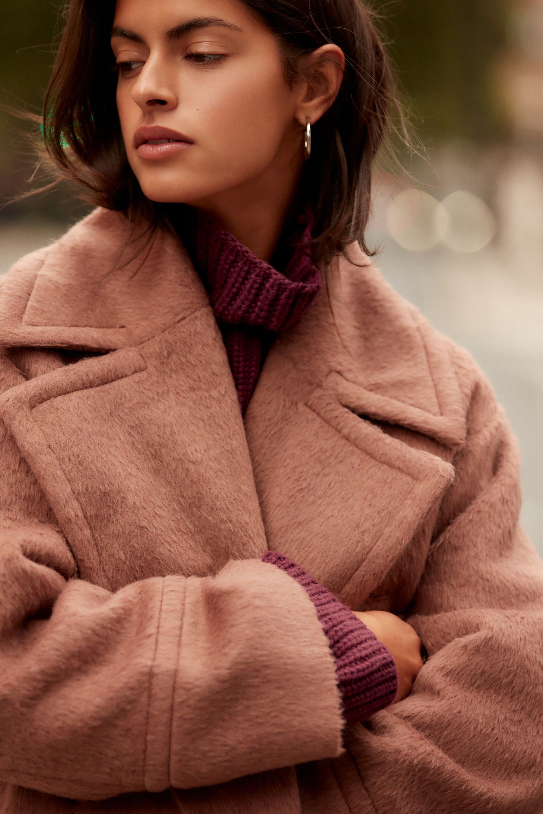 Buy Rose Pink Overcoat with Revere Collar from Next Luxembourg