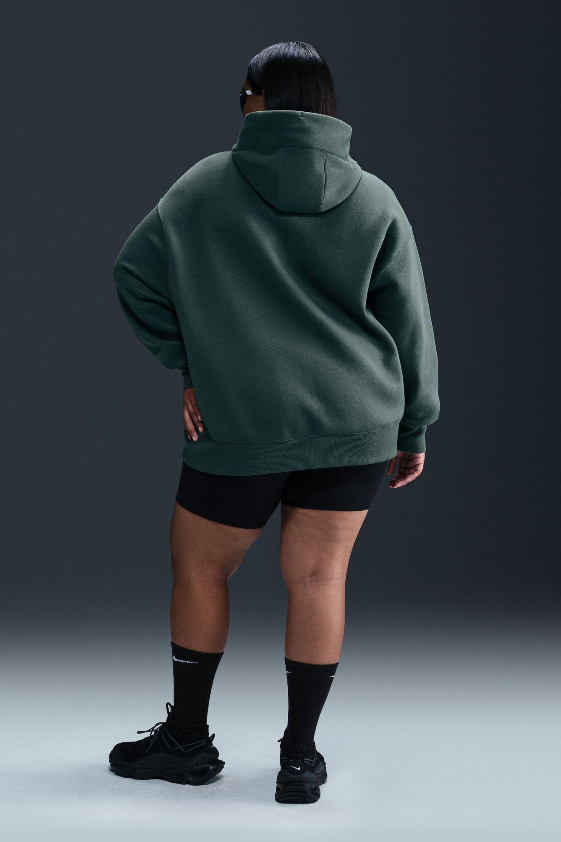Buy Nike Dark Green Curve Sportswear Phoenix Fleece Oversized Pullover Hoodie from Next Ireland
