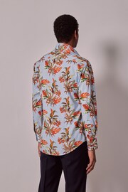 Hawes & Curtis Slim Blue Botanical Floral Mid Collar Shirt - Image 2 of 4