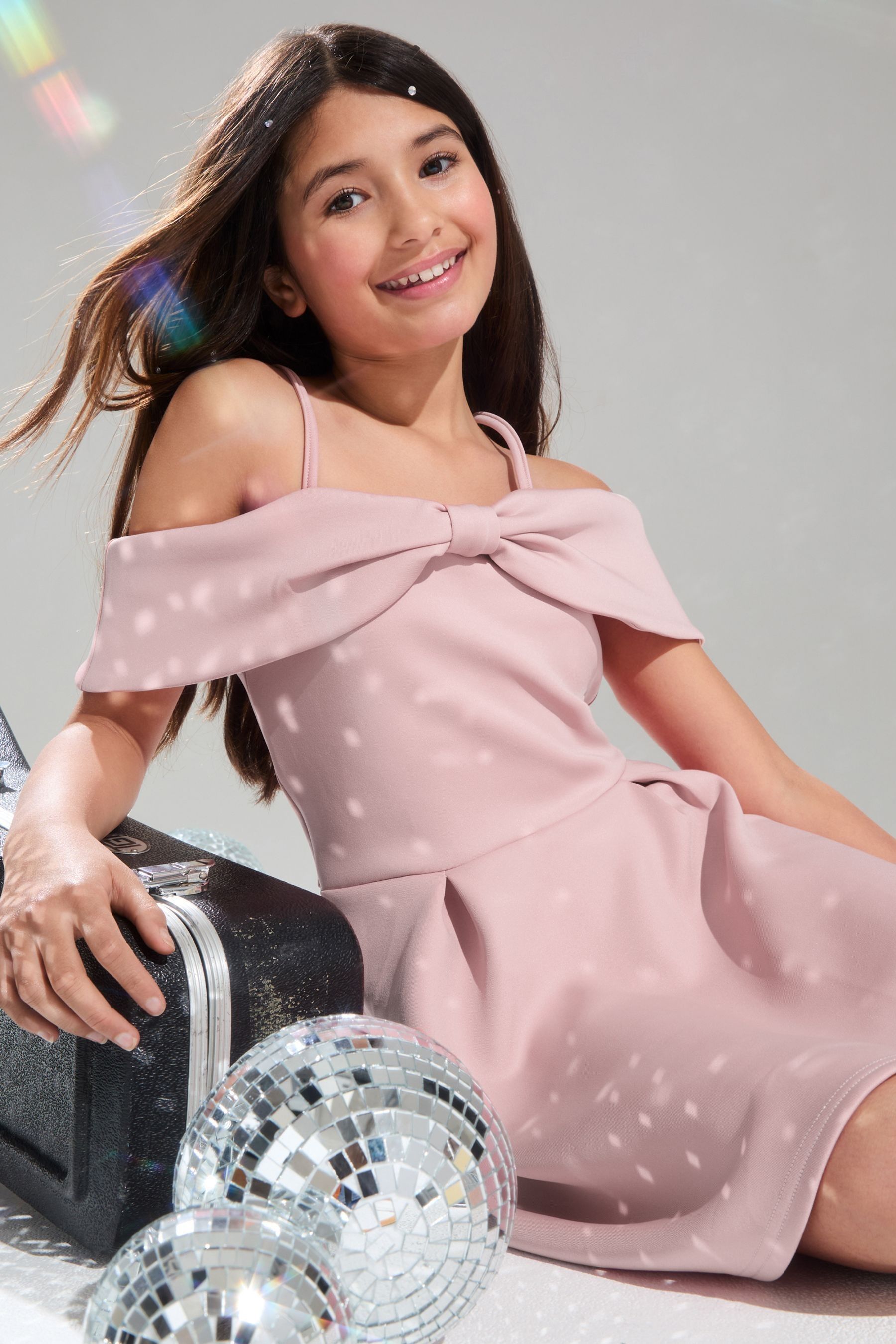 Buy Lipsy Pink Cold Shoulder Bow Skater Dress 5 16yrs from Next Pakistan