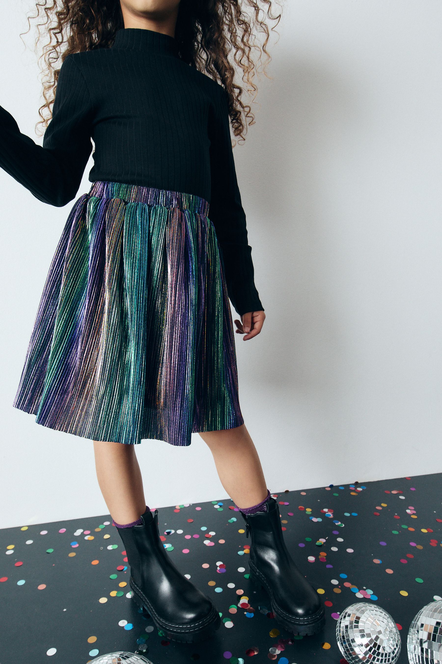 Pleated metallic rainbow skirt best sale