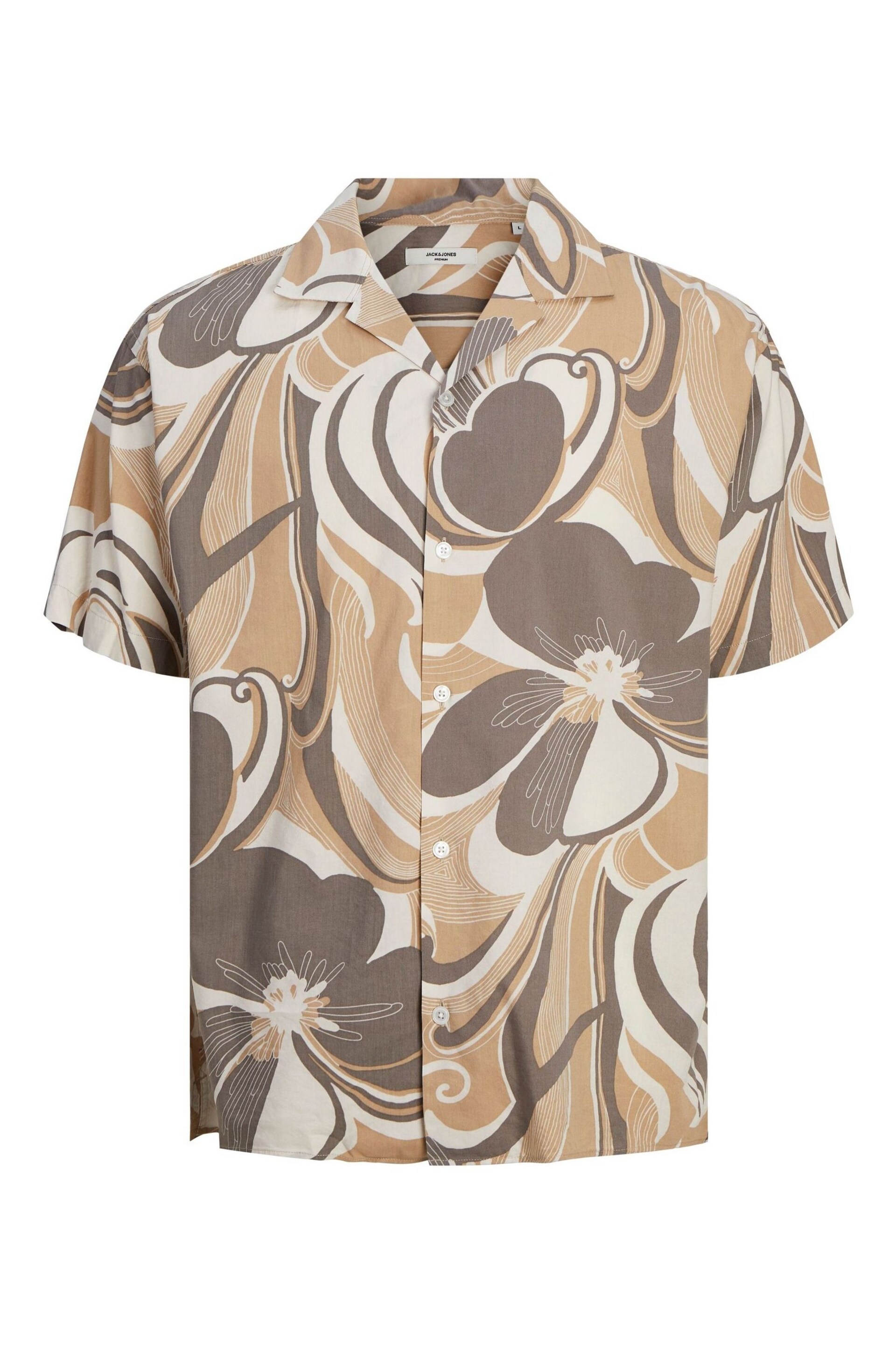 JACK & JONES Brown Printed Rever Collar Short Sleeve Shirt - Image 5 of 6