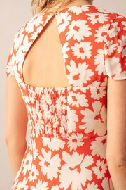 Ro&Zo Petite Orange Spot Print Sweetheart Neckline Midi Dress - Image 3 of 4