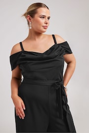 Yours Curve Black Cowl Cold Shoulder Jumpsuit - Image 2 of 5