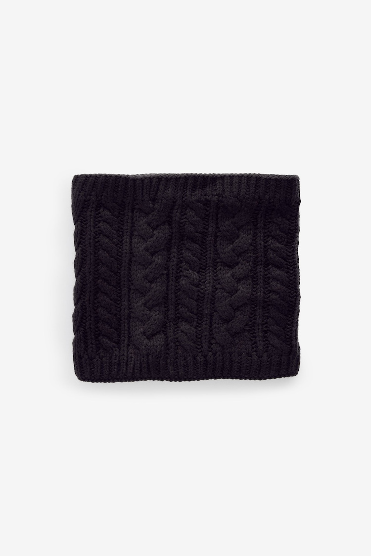 Black Cable Knit Snood (1-16yrs) - Image 2 of 3