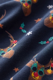 Navy Reindeer Christmas Print Polo Shirt - Image 8 of 8