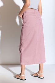 Pink Stripe 100% Cotton Denim Midi Skirt - Image 3 of 6