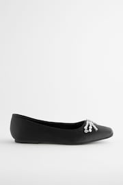 Black Forever Comfort® Square Toe Jewel Ballerina Shoes - Image 4 of 8