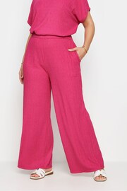 Yours Curve Pink Crinkle Plisse Trousers - Image 2 of 6