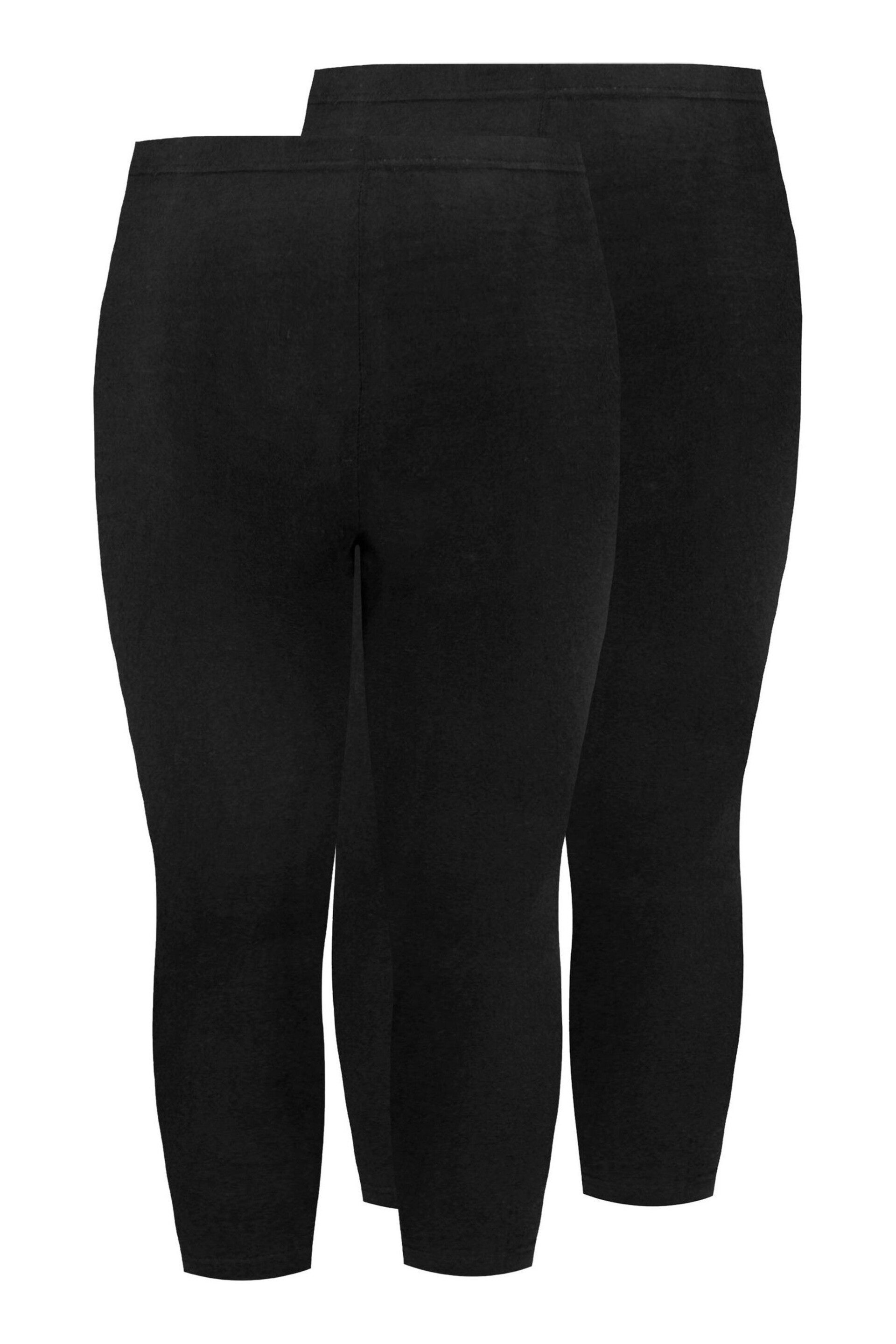 Yours Curve Black Cycling 2 Pack Leggings - Image 4 of 4