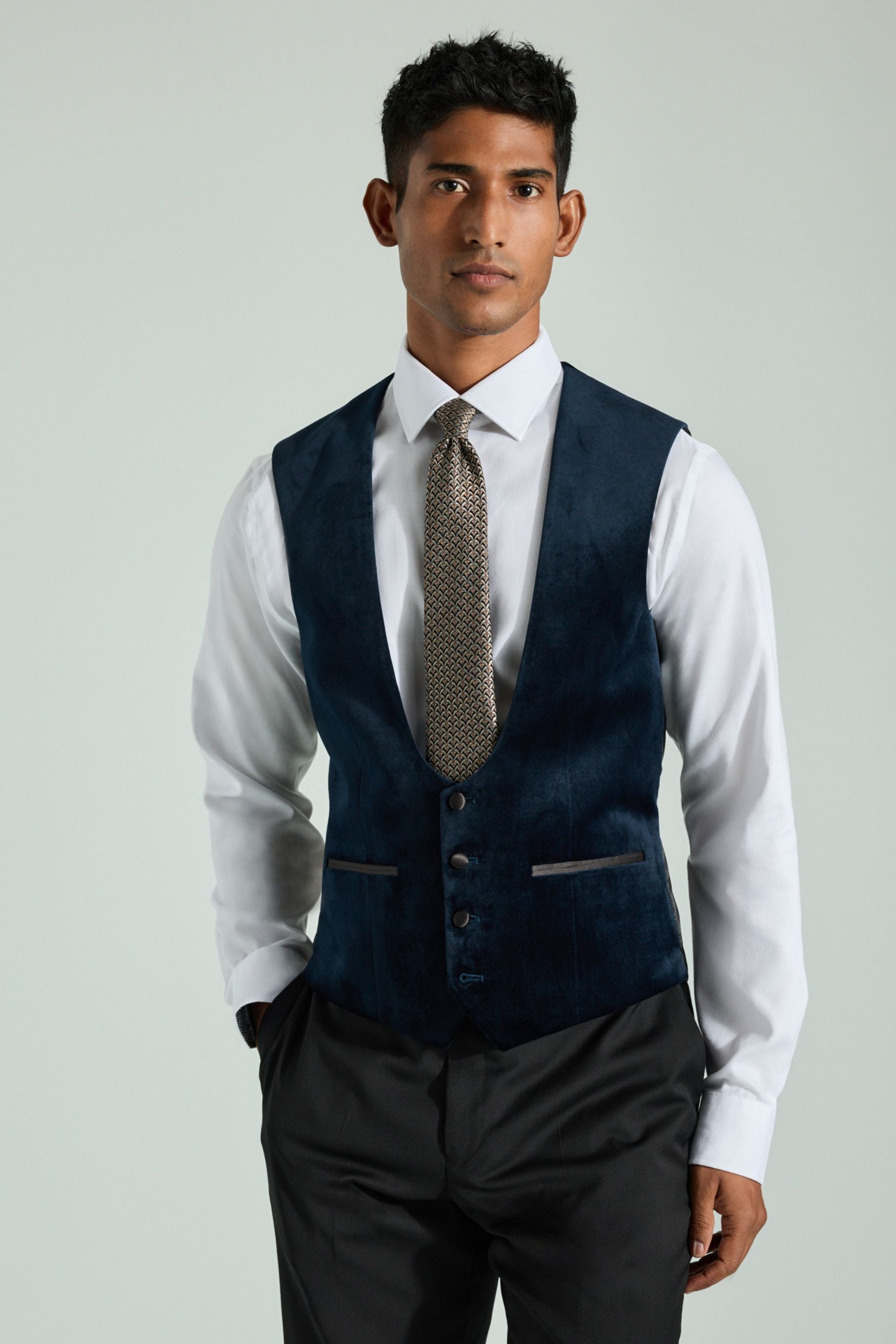 Buy Navy Blue Velvet Waistcoat from the Next UK online shop