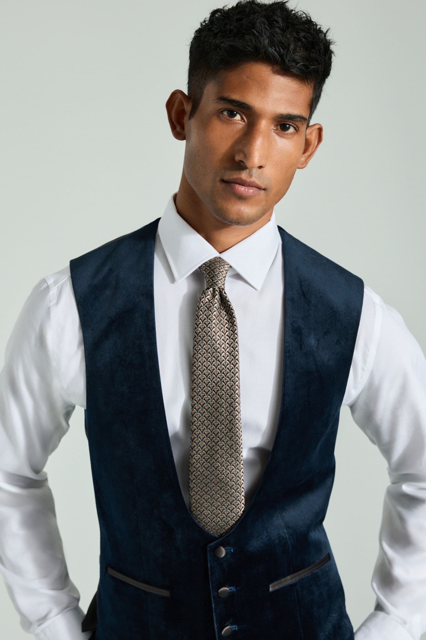 Navy blue velvet waistcoat top