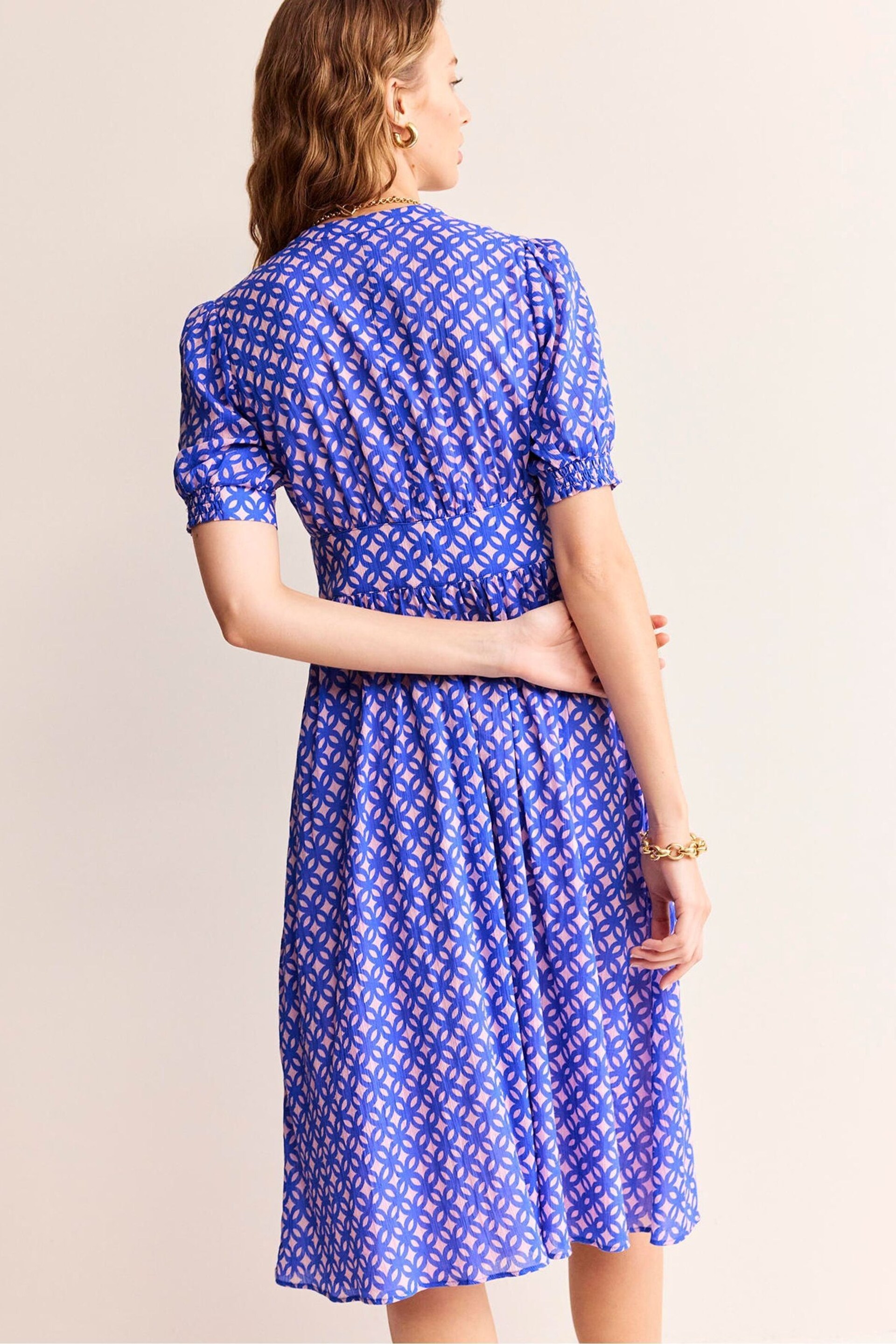 Boden Pink Elsa Crinkle Midi Tea Dress - Image 3 of 5