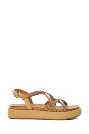 Dune London Brown Ledge Strappy Embellished Flatform Sandals - Image 3 of 5