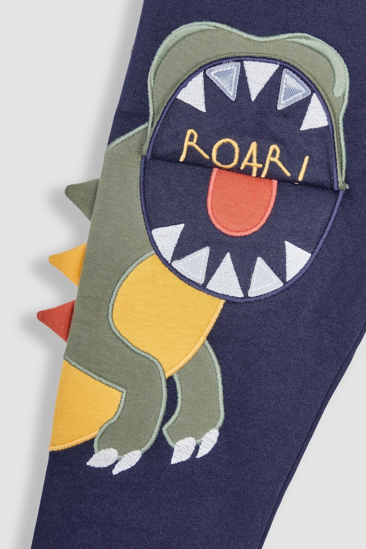 JoJo Maman Bébé Navy Blue TRex Appliqué Pet in Pocket Joggers - Image 4 of 4