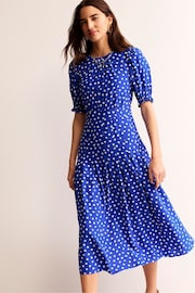 Boden Blue Liv Pleat Detail Midi Dress - Image 1 of 5