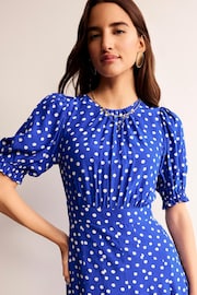 Boden Blue Liv Pleat Detail Midi Dress - Image 4 of 5