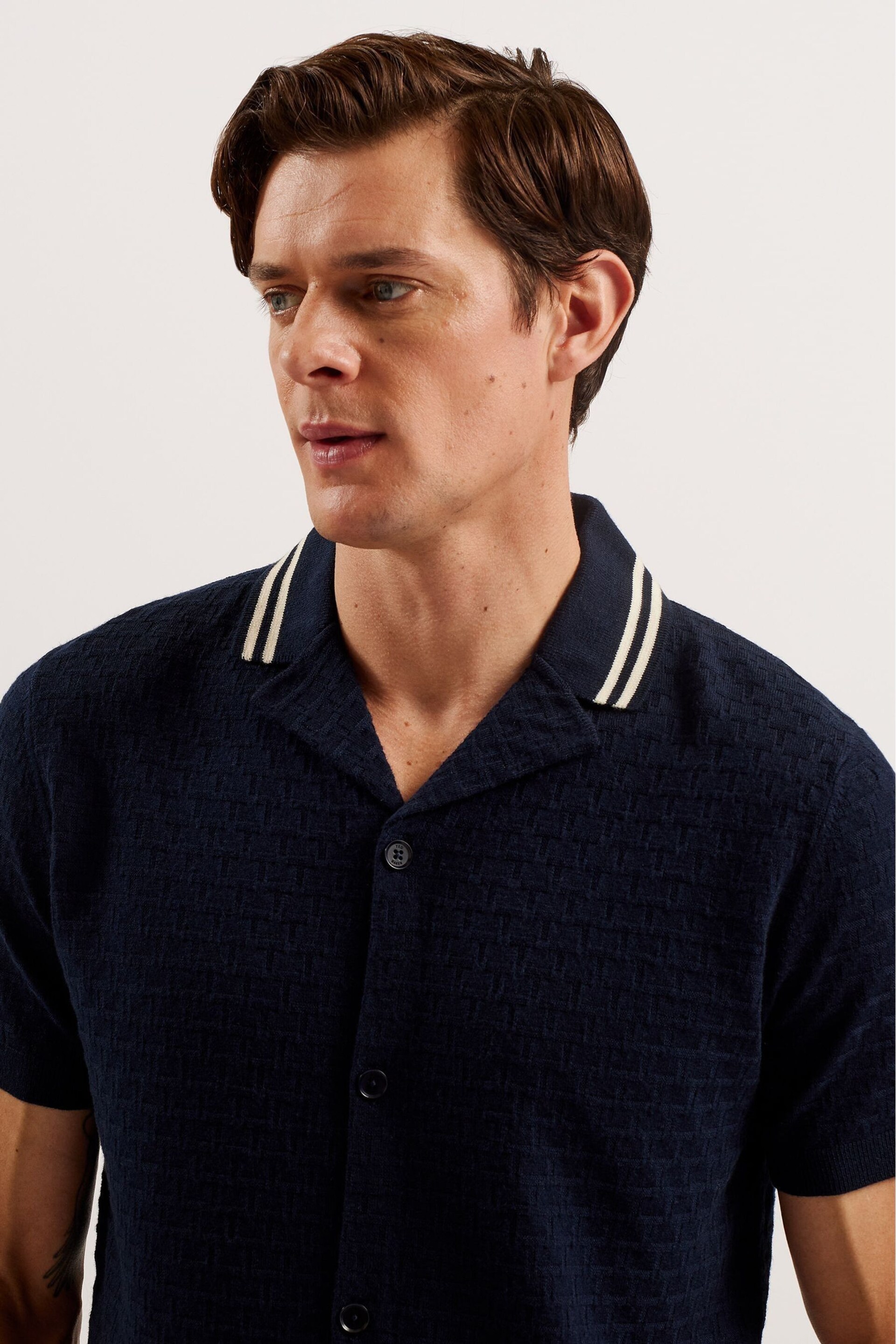 Ted Baker Blue Ewann Short Sleeve Regular Shirt - Image 3 of 6