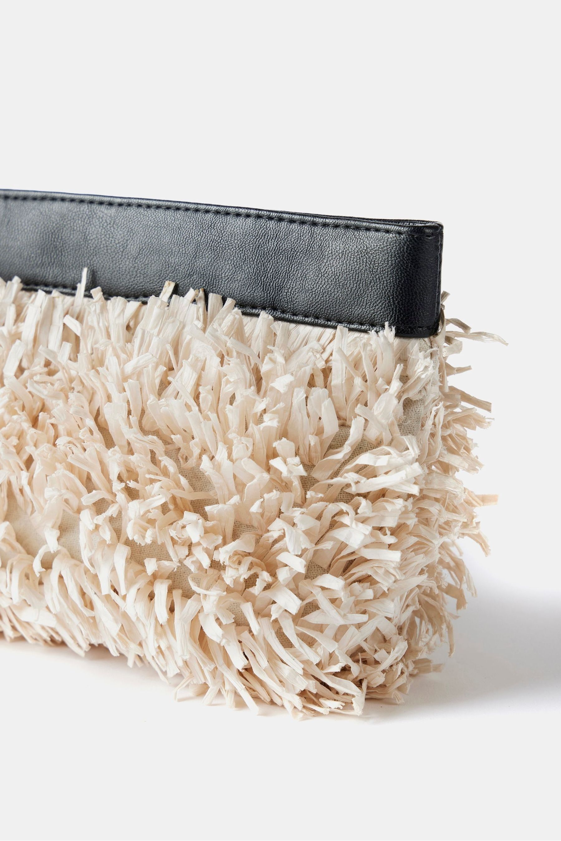 Mint Velvet Cream Straw Clutch Bag