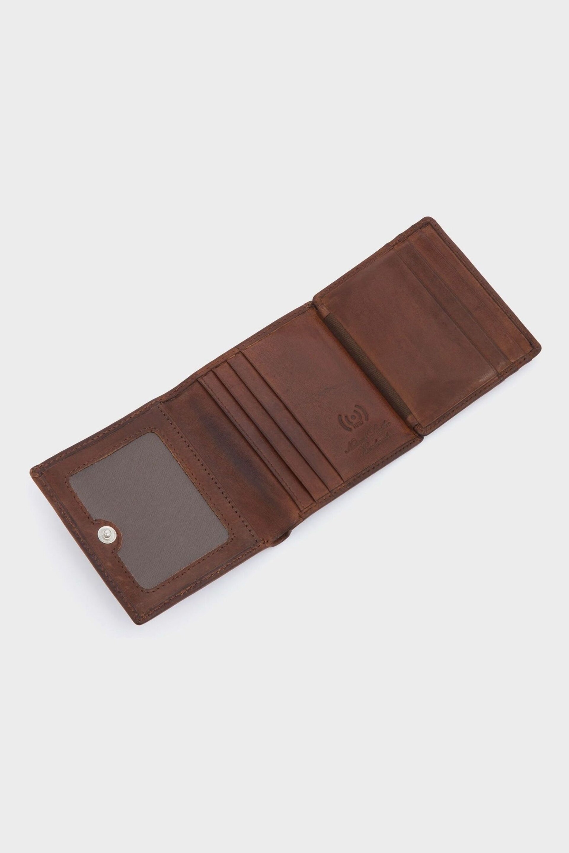 OSPREY LONDON The X Stitch Leather RFID ID Cardholder Brown Wallet - Image 4 of 6