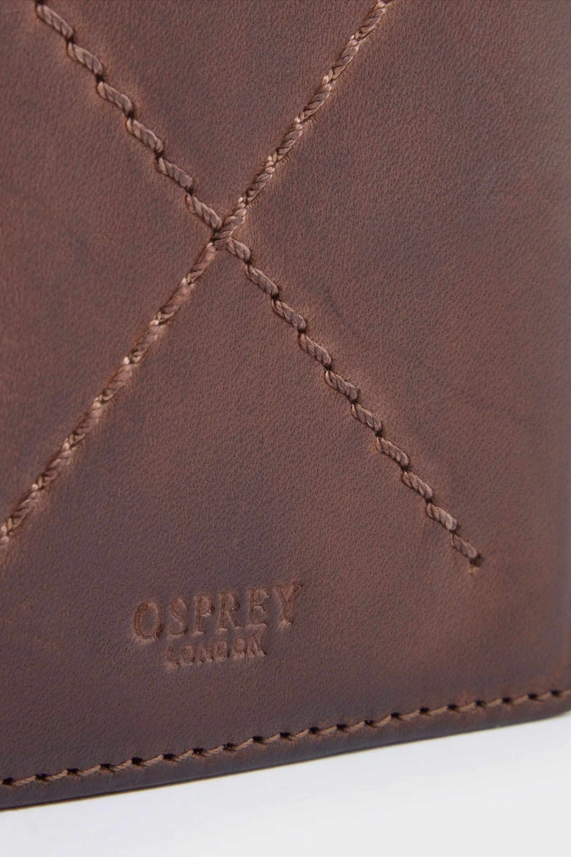 OSPREY LONDON The X Stitch Leather RFID ID Cardholder Brown Wallet - Image 6 of 6