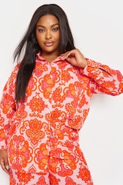 Yours Curve Orange Abstract Print Shirt - Image 1 of 6