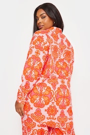Yours Curve Orange Abstract Print Shirt - Image 3 of 6