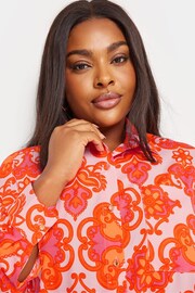 Yours Curve Orange Abstract Print Shirt - Image 4 of 6