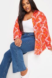 Yours Curve Orange Abstract Print Shirt - Image 5 of 6