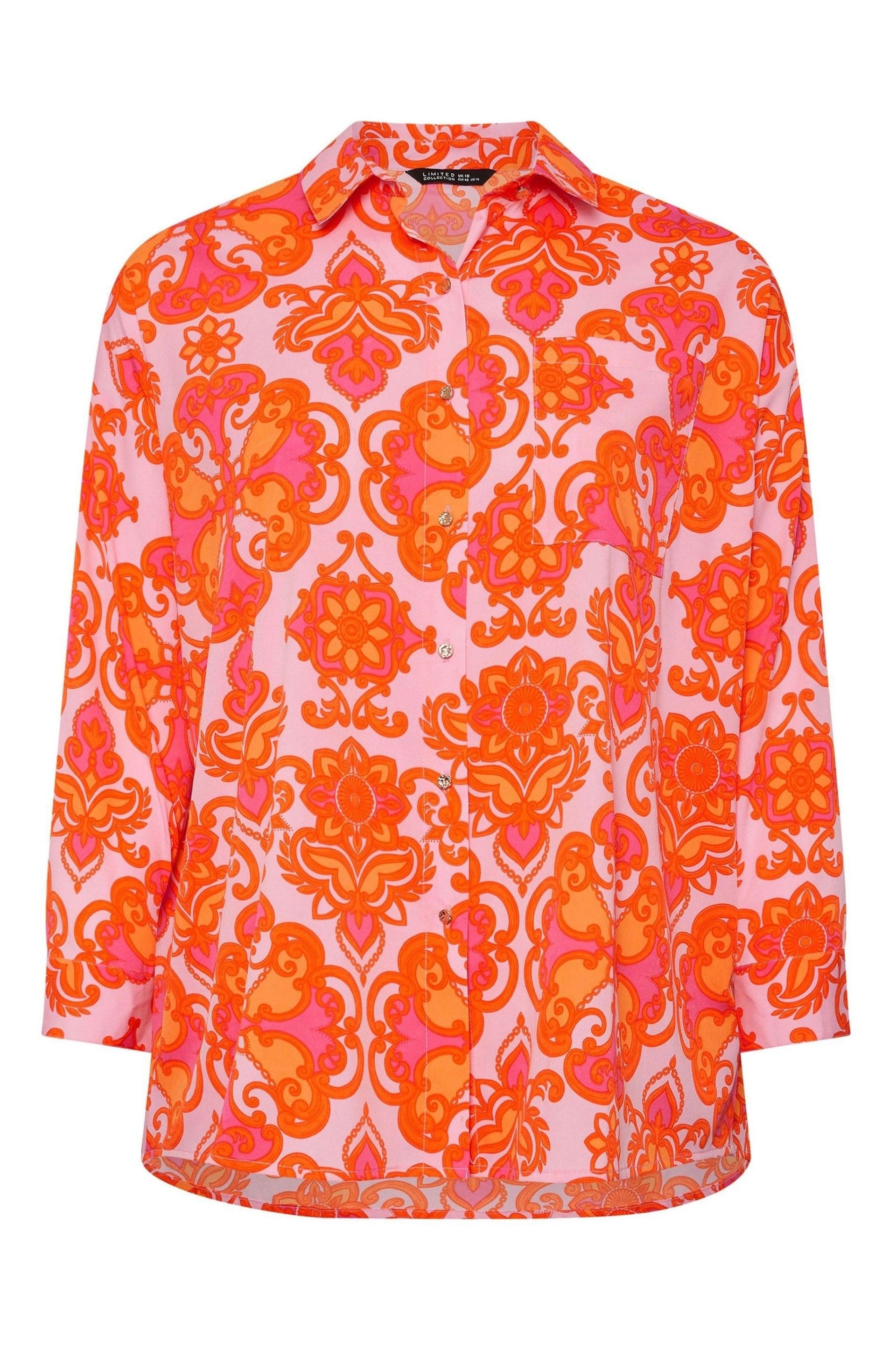 Yours Curve Orange Abstract Print Shirt - Image 6 of 6