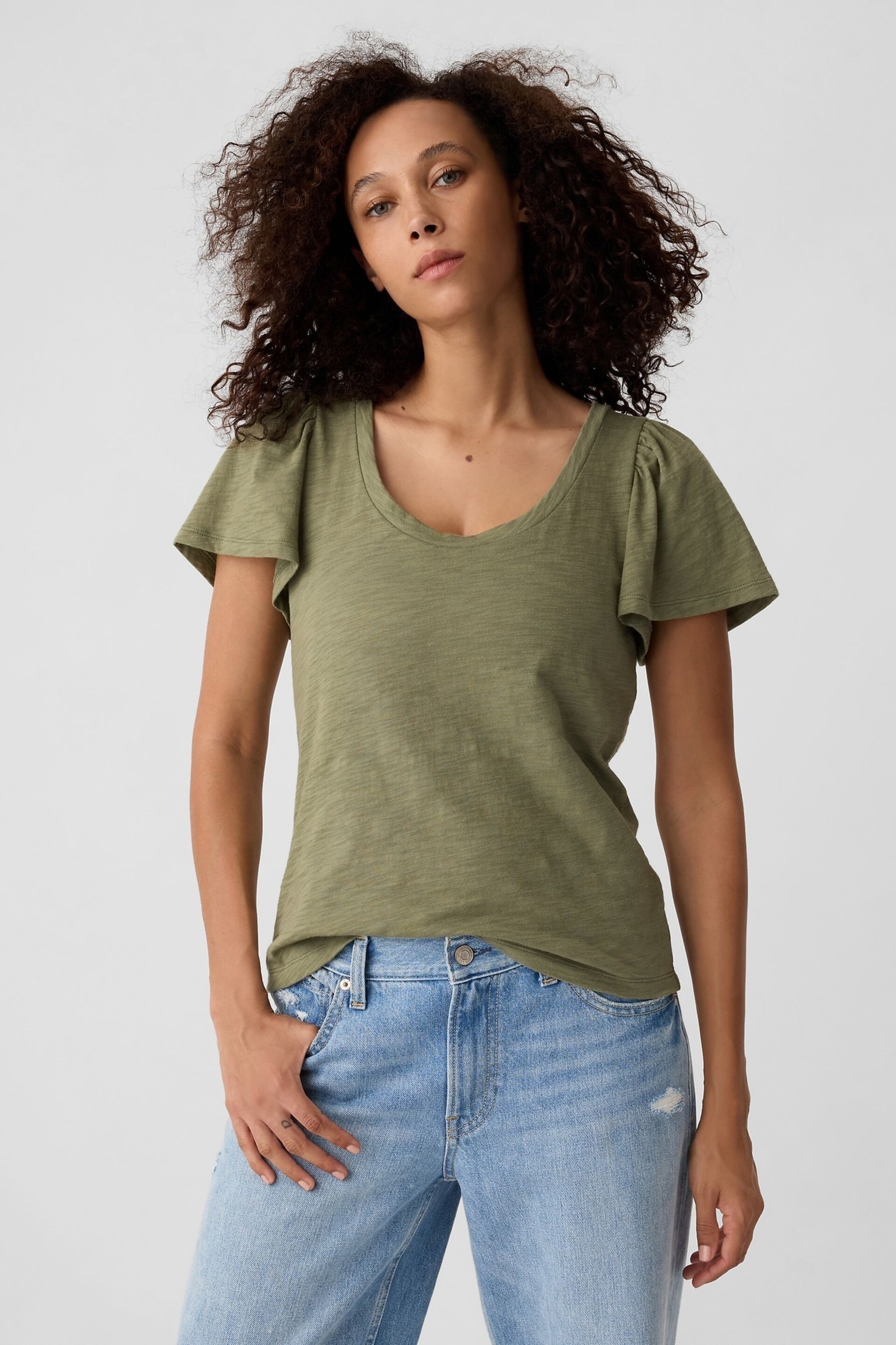 Gap Green ForeverSoft Slub Short Sleeve T-Shirt - Image 1 of 5