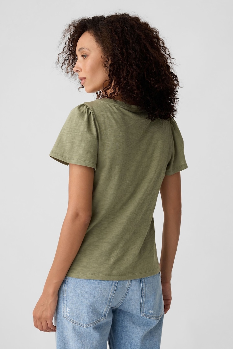 Gap Green Cotton Flutter Short Sleeve T-Shirt - Image 2 of 5