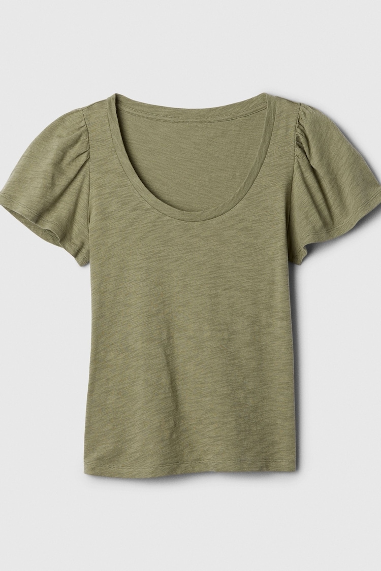 Gap Green Cotton Flutter Short Sleeve T-Shirt - Image 5 of 5