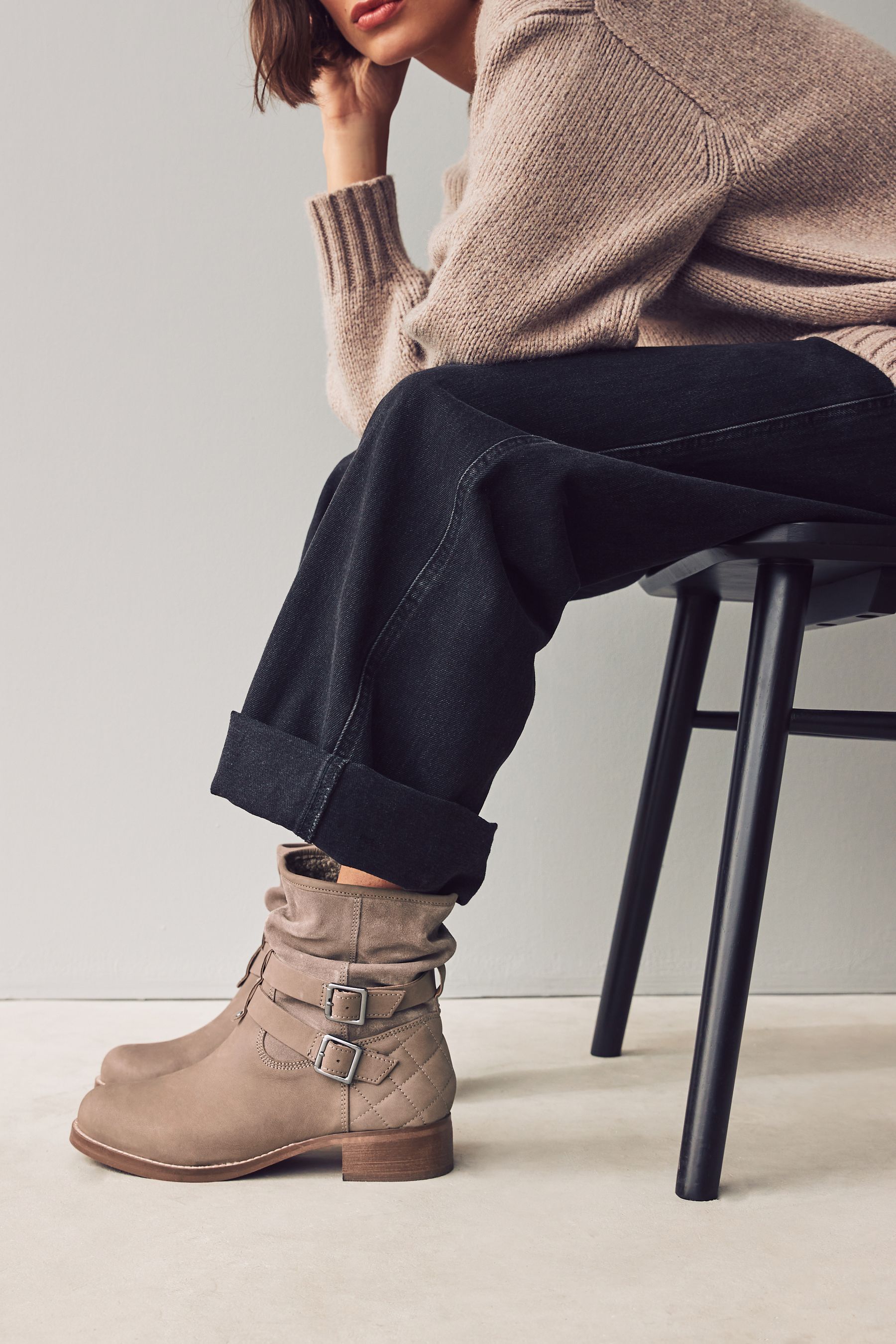Buy Mink Brown Standard Wide Fit Forever Comfort Leather Slouch Ankle Boots from the Next UK online shop
