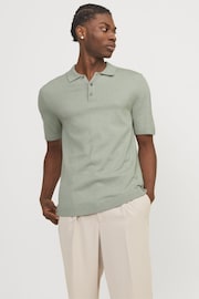 JACK & JONES Green Knitted Polo Top - Image 1 of 5